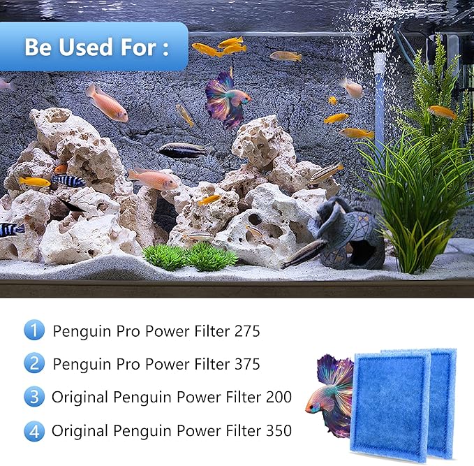 60 Pack Aquarium Rite-Size C Filter Cartridges Compatible with PRO Power Filters 275/375, Power Filters 200/350