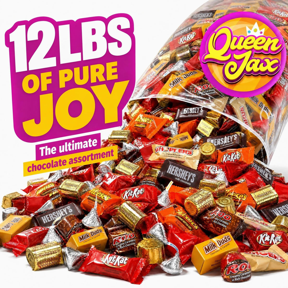 Assorted Chocolate Candy Variety Pack - 12 Lb Bulk Candy Chocolate Mix - Individually Wrapped Chocolate Sweets - Variety - Cold Pack Included