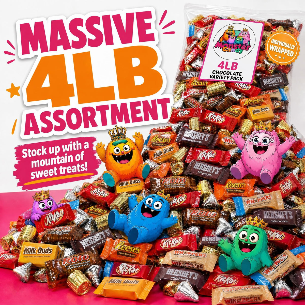 Chocolate Party Favor Candy Mix - 4 lb Pinata Stuffers Candy Bulk - Goodie Bag Stuffers for Kids Party Favors - Chocolate Candy Variety Pack Bulk