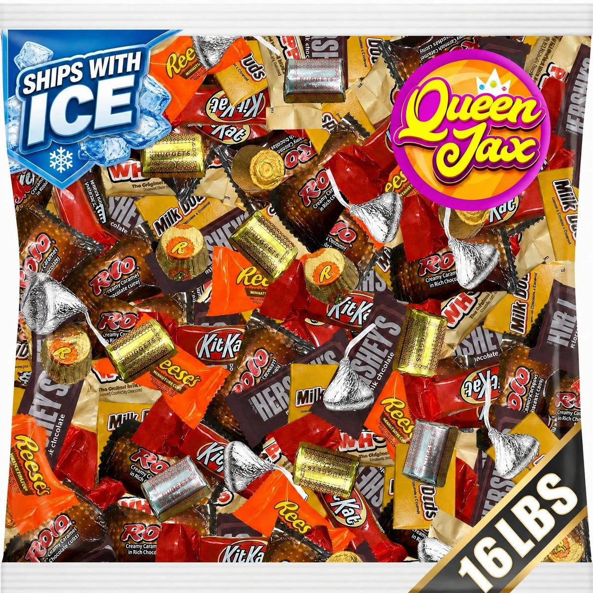 Assorted Chocolate Candy Variety Pack - 16 Lb Bulk Candy Chocolate Mix - Individually Wrapped Chocolate Sweets - Variety - Cold Pack Included