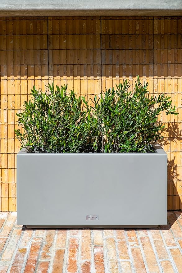 Veradek Block Series Long Box Planter - Large Rectangular Planter for Indoor or Outdoor Patio/Porch | Durable All-Weather Use with Drainage Holes | Modern Décor for Tall Plants, Flowers or Shrubs