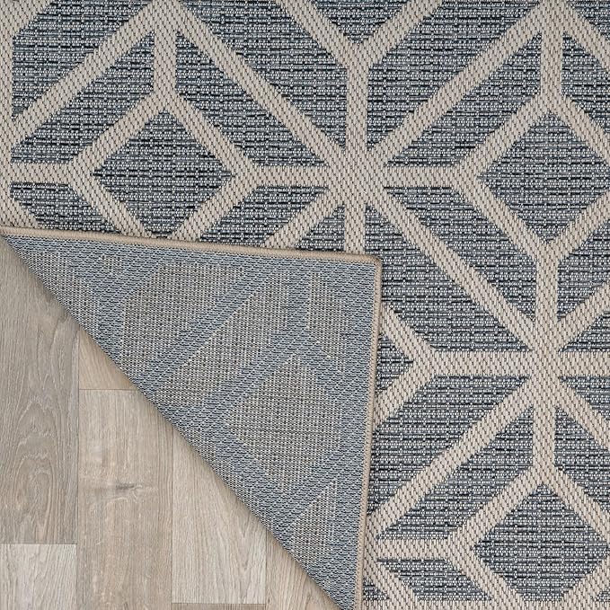 Rugshop Contemporary Geometric Indoor/Outdoor Area Rug 10' X 14' Blue