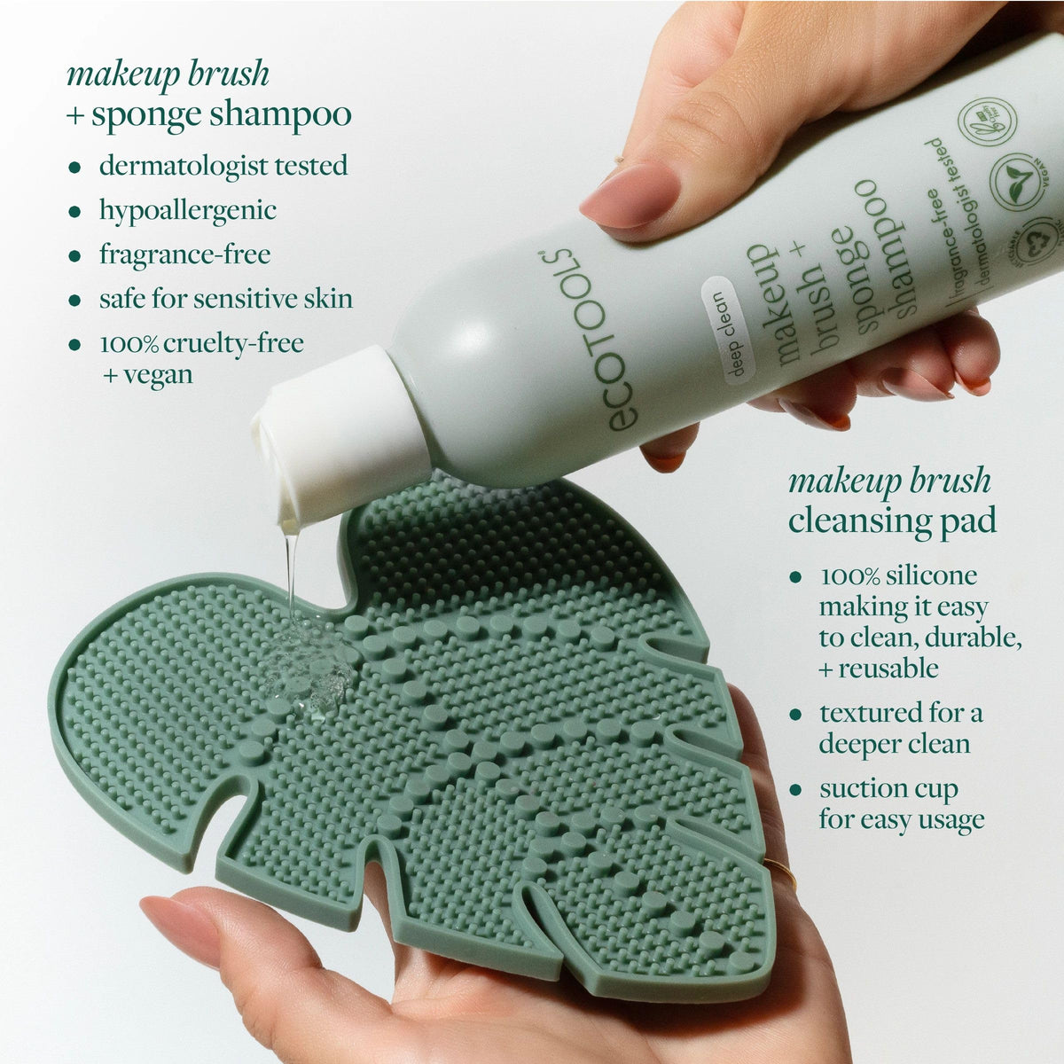 EcoTools Brush Cleaner Mat + Deep Clean Shampoo Bundle, 2 Piece Set