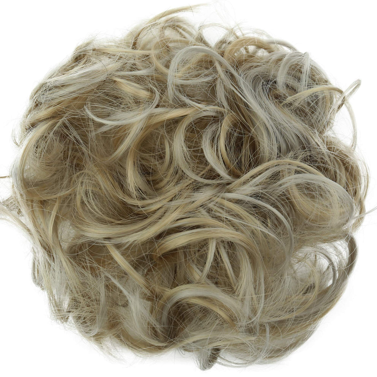 Caisha Messy Scrunchie Bun Voluminous Wavy Hairpiece Heat-Resistant Synthetic Fibres Ash Blonde Mix G32A