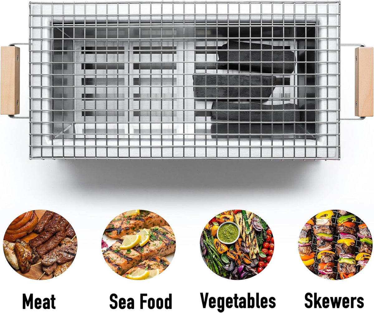 MG-168 Mini Yakitori Grill – Japanese Style Tabletop Charcoal Hibachi BBQ – Portable Binchotan Grill for Authentic Japanese Grilling – Perfect for Outdoor, Camping, or Home Use