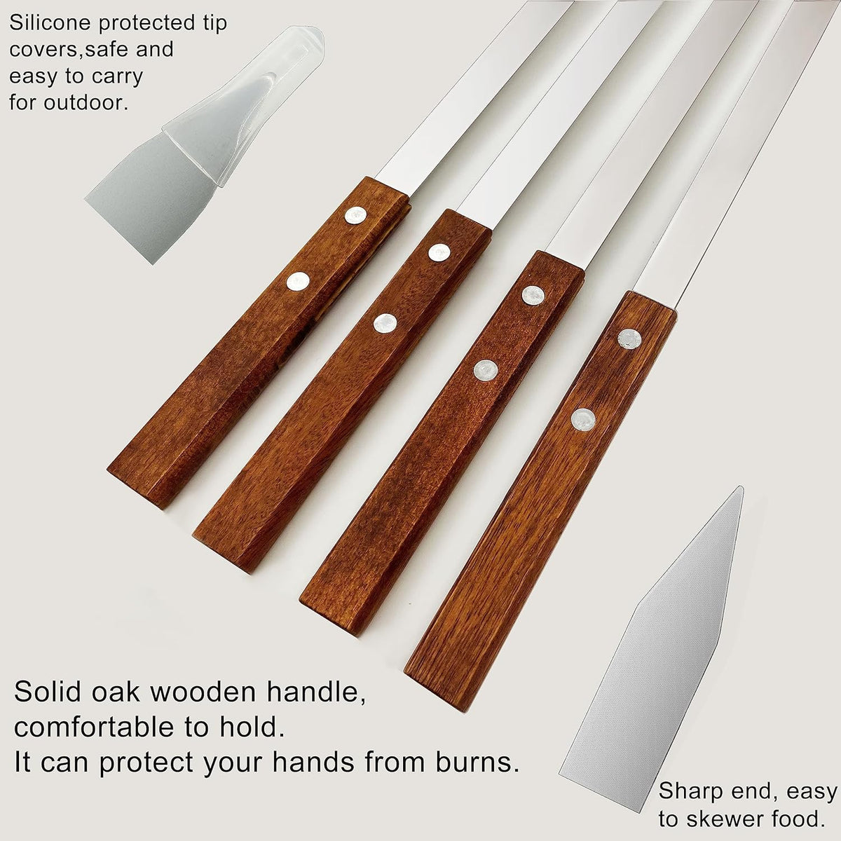 23.6 Inch Skewers for Kabobs 0.62 Inch Wide Kebab Skewer 8 Pack Reusable Metal Skewers for Grilling Long Kebab Stick Large Size Heavy Duty Kabob Sticks BBQ Skewer Set Stainless Steel.