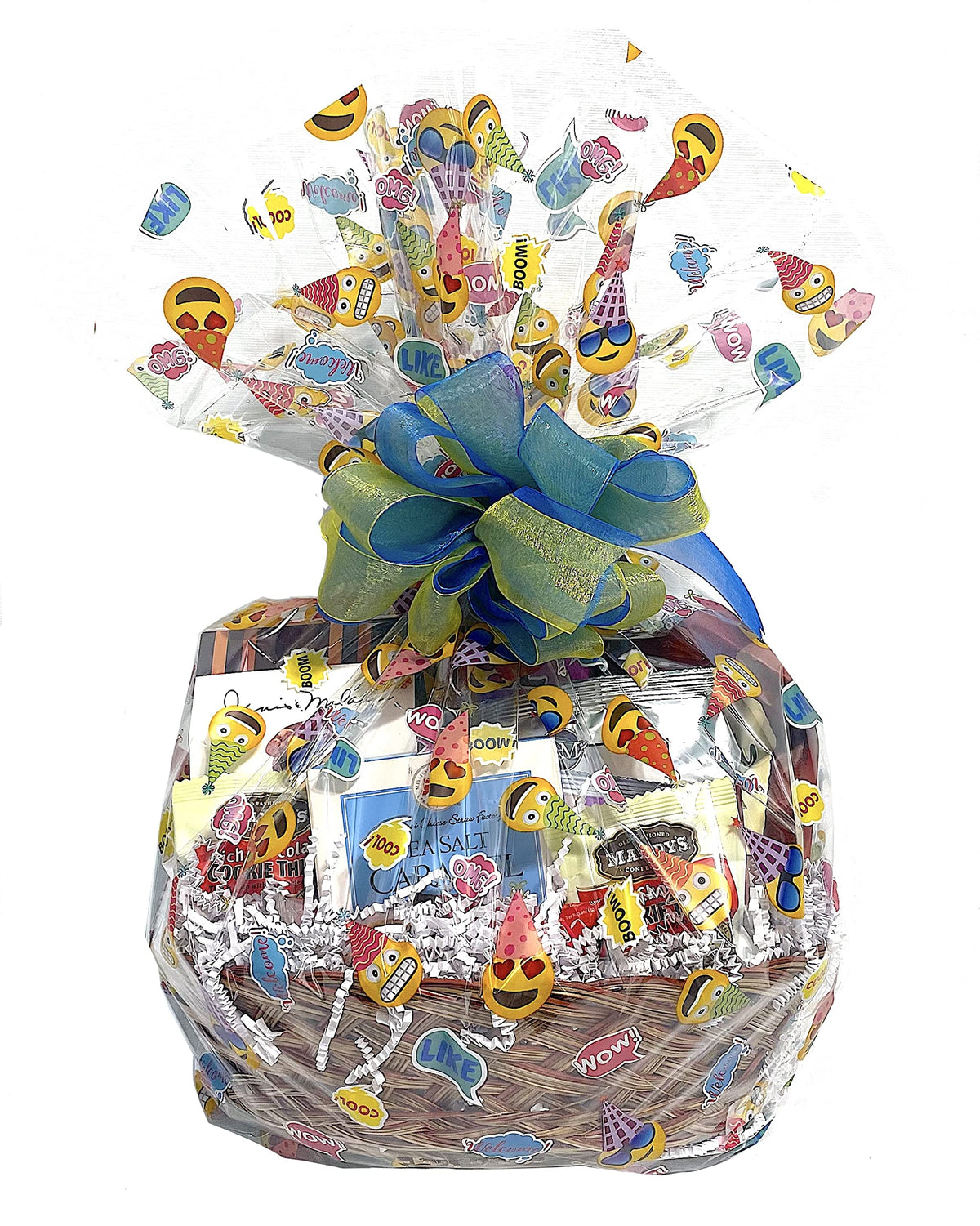 Hand-Crafted 14 Piece customizable chocolate gift basket of gourmet chocolates, cookies, and crunches. Tasty treats selected for businesses, clients