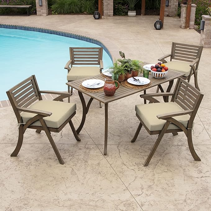 Arden Selections Outdoor Wicker Chair Cushion, 20 x 18, Rain-Proof, Fade Resistant 21 x 21, Tan Leala (Pack of 4)
