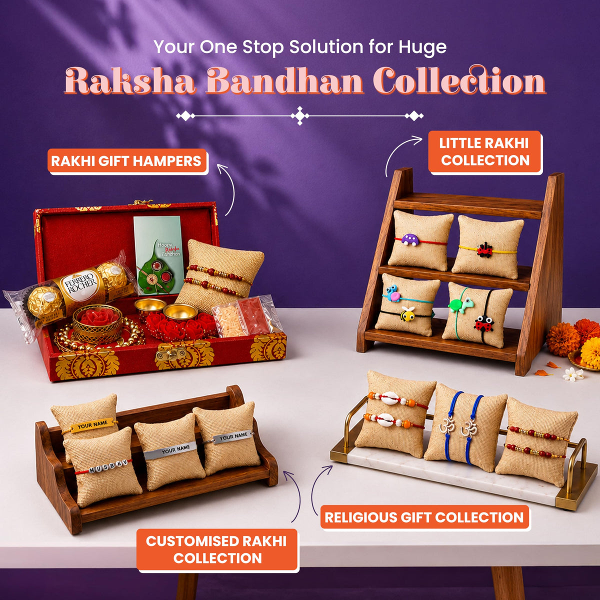 LoveNspire Bhai Dooj Gift Hamper for Brother Premium Gift Box with Haldi Kumkum Holder Roli Chawal Rakhi Lotus Brass Diya Chocolates Bhaidooj Gifts