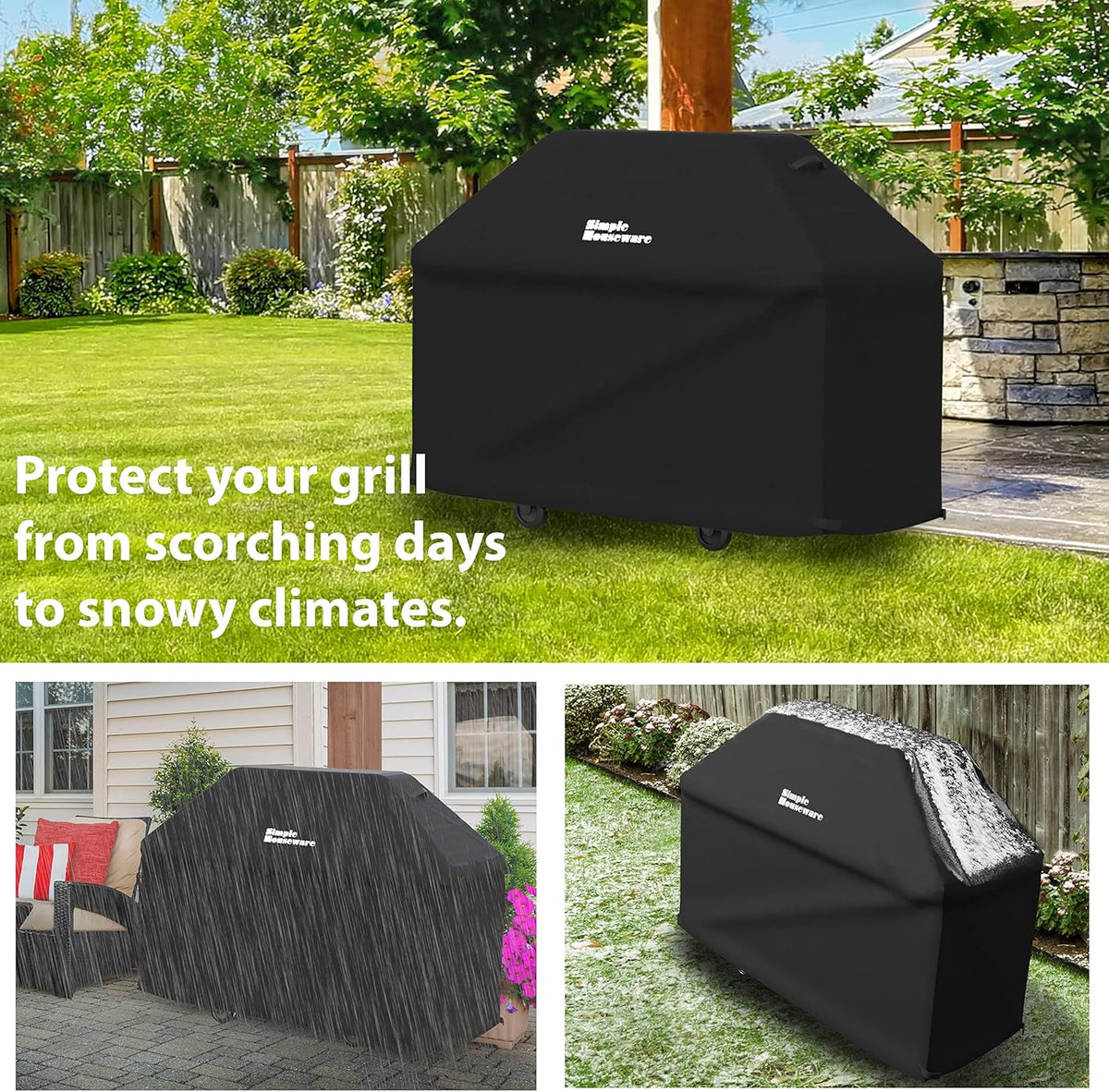 Simple Houseware 72 in. Waterproof Heavy Duty Gas BBQ Grill Cover, Weather-Resistant Polyester