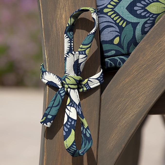 Arden Seat Cushion, 21 x 21, Rain-Proof, Fade Resistant, Cushion for Patio Dining, Adirondack, and Outdoor Chairs Sapphire Aurora Blue Damask