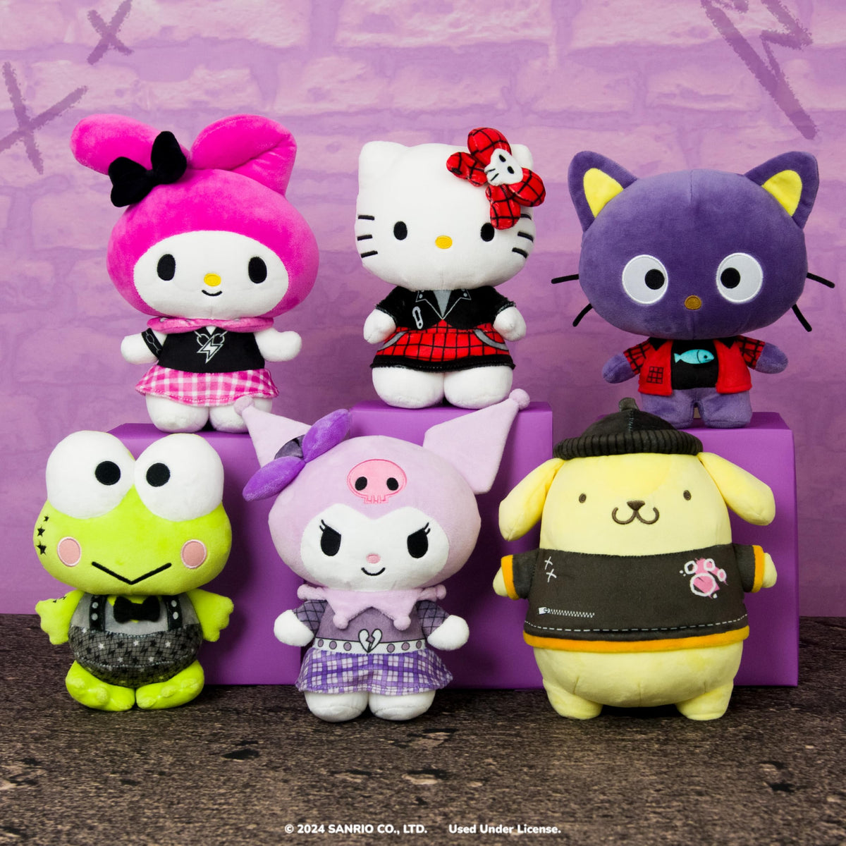 Jazwares Hello Kitty and Friends Series 2, Kuromi Punks Plush - Officially Licensed Sanrio Product from Ages 6+