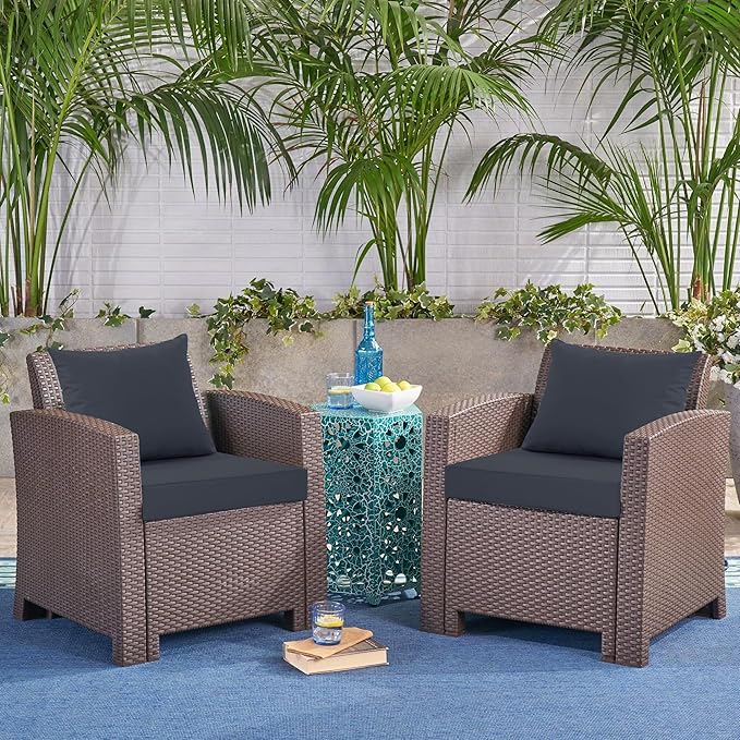 Outdoor Cushions for Patio Furniture, Waterproof Outdoor Chair Cushion w/Fade-Resistant, Removable & Machine-Washable Cover, 22x22 Inch, Deep Seat Sofa/Couch Pad Replacement – Set of 2, Dark Grey
