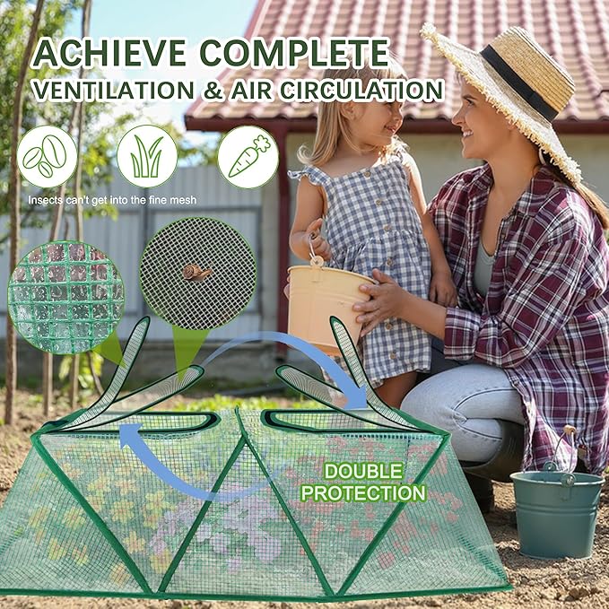 47.2" *14.6" *13.4" Foldable Garden Row Accelerator Plants Cover for Raised Garden Bed, Mini Greenhouse Cover with Two Air Hole and Breathable Mesh, Frost Cover for Plant Vegetable Seedling Protector