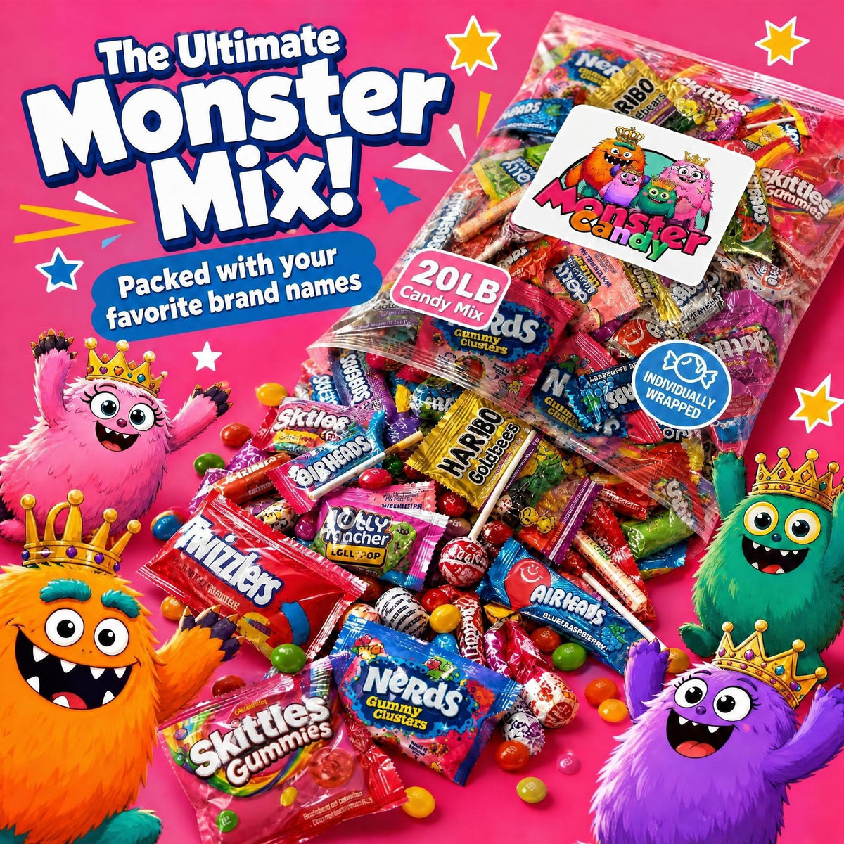 Party Favor Candy Mix - 20 lb Party Stuffers - Goodie Bag Stuffers for Kids - Variety Pack - Bulk Candy Bags - Individually Wrapped Candies - Parade