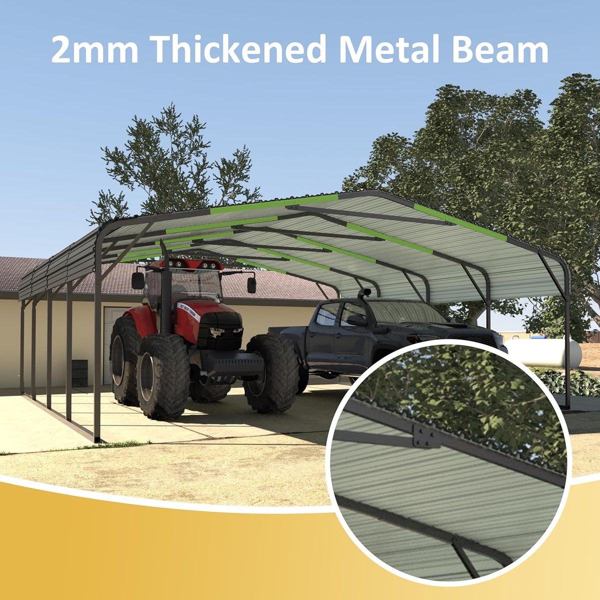 20x20 FT Heavy-Duty Carport with Metal Roof, Metal Car Port Canopy, Garage Car Shelter Shade for Outdoor, Car, Truck, Gray