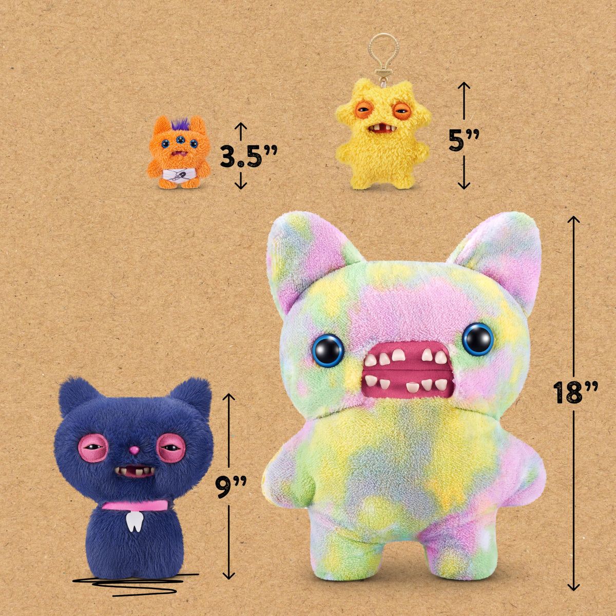 Fuggler Alley Cats 9-Inch Plush Toy (Cheezee) Grey by ZURU – Funny Ugly Monster Stuffed Animal with Human-Like Teeth, Collectible Plush for Kids, Tweens, Teens, Adults & Cat-Loving Weirdos