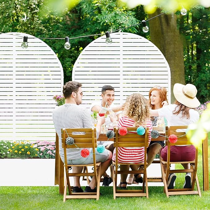 Casaphoria Metal Raised Garden Bed with Trellis and Wheels, 72"x47"x16" Arched Planter Box for Climbing Plants, Vegetables & Vines, Features Drainage Holes and Privacy Screen (White-Louvered)