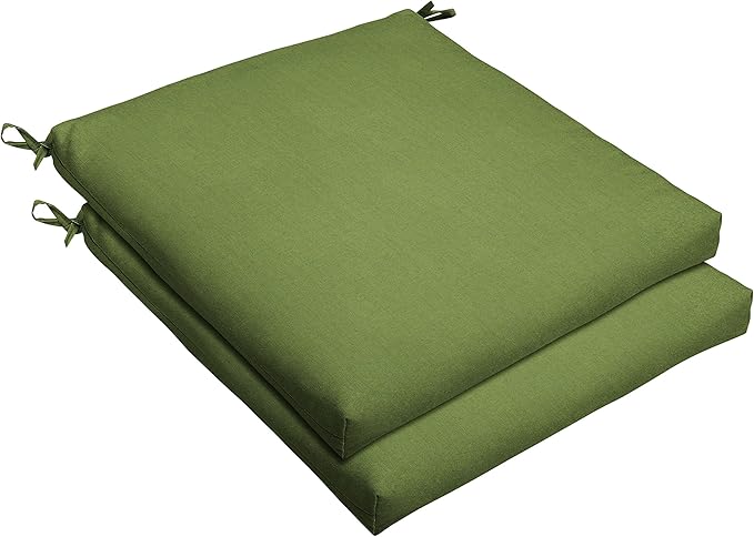 Sorra Home Sunbrella Bristol Square Chair Cushion (Set of 2) - Fade & Water Resistant, Outdoor & Indoor Patio Seat Cushion with Plush Foam - Spectrum Cilantro (20" x 20" x 2.5")