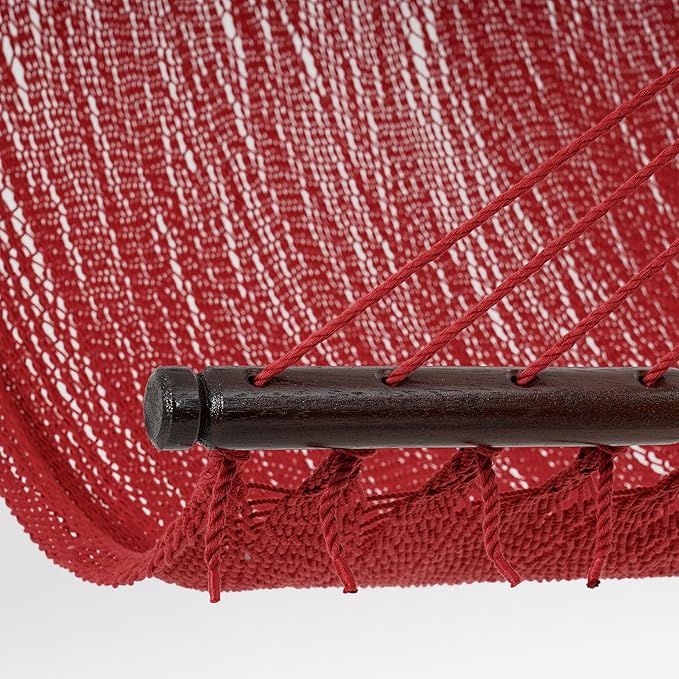 Lazy Daze Hammocks 10.5 FT Double 2 Person Caribbean Rope Hammock, Hand Woven Polyester Hammock with Spreader Bars, for Outside Outdoor Backyard Patio Poolside,450 LBS Capacity,Red