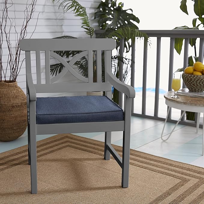 Sorra Home Sunbrella Bristol Square Chair Cushion (Set of 2) - Fade & Water Resistant, Outdoor & Indoor Patio Seat Cushion with Plush Foam - Spectrum Indigo (19" x 19" x 2.5")