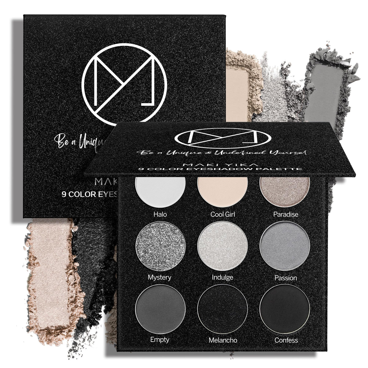 MAKI YIKA Black Grey Smokey Eyeshadow Matte Black White Gray Silver Smoky