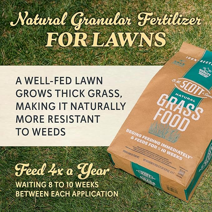 O.M. Scott and Sons Natural Grass Food, Food for Lawns, Fertilizes for up to 10 Weeks, Covers up to 2,000 sq. ft., 12.72 lbs.