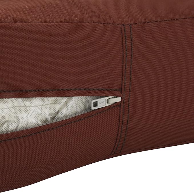 Classic Accessories Ravenna Water-Resistant 21 x 19 x 5 Inch Outdoor Seat Cushion, Durable Patio Furniture Cushion with Straps,Spice, Patio Loveseat Cushion