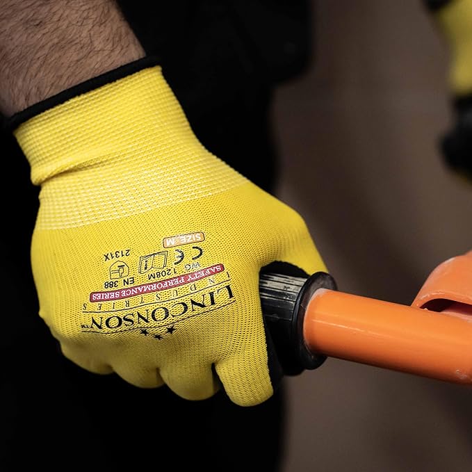 linconson 12 Pack Safety Performance Series Construction Mechanics Wrinkle Latex Work Gloves