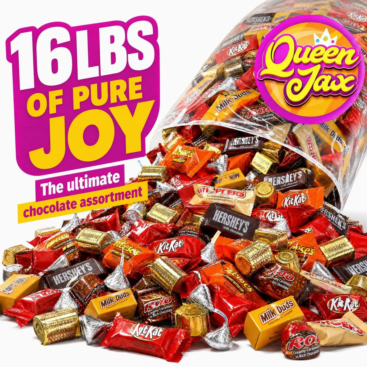 Assorted Chocolate Candy Variety Pack - 16 Lb Bulk Candy Chocolate Mix - Individually Wrapped Chocolate Sweets - Variety - Cold Pack Included