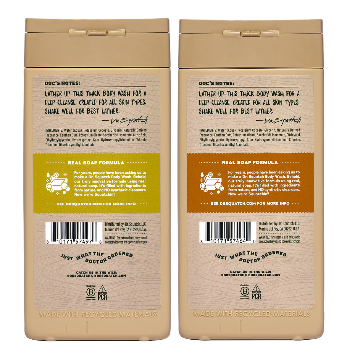 Dr. Squatch Natural Men's Body Wash, Moisturizing Shower Gel (14oz, 2-Pack)