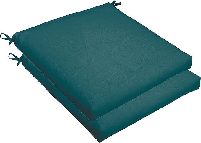 Sorra Home Sunbrella Bristol Square Chair Cushion (Set of 2) - Fade & Water Resistant, Outdoor & Indoor Patio Seat Cushion with Plush Foam - Canvas Teal (20" x 20" x 2.5")