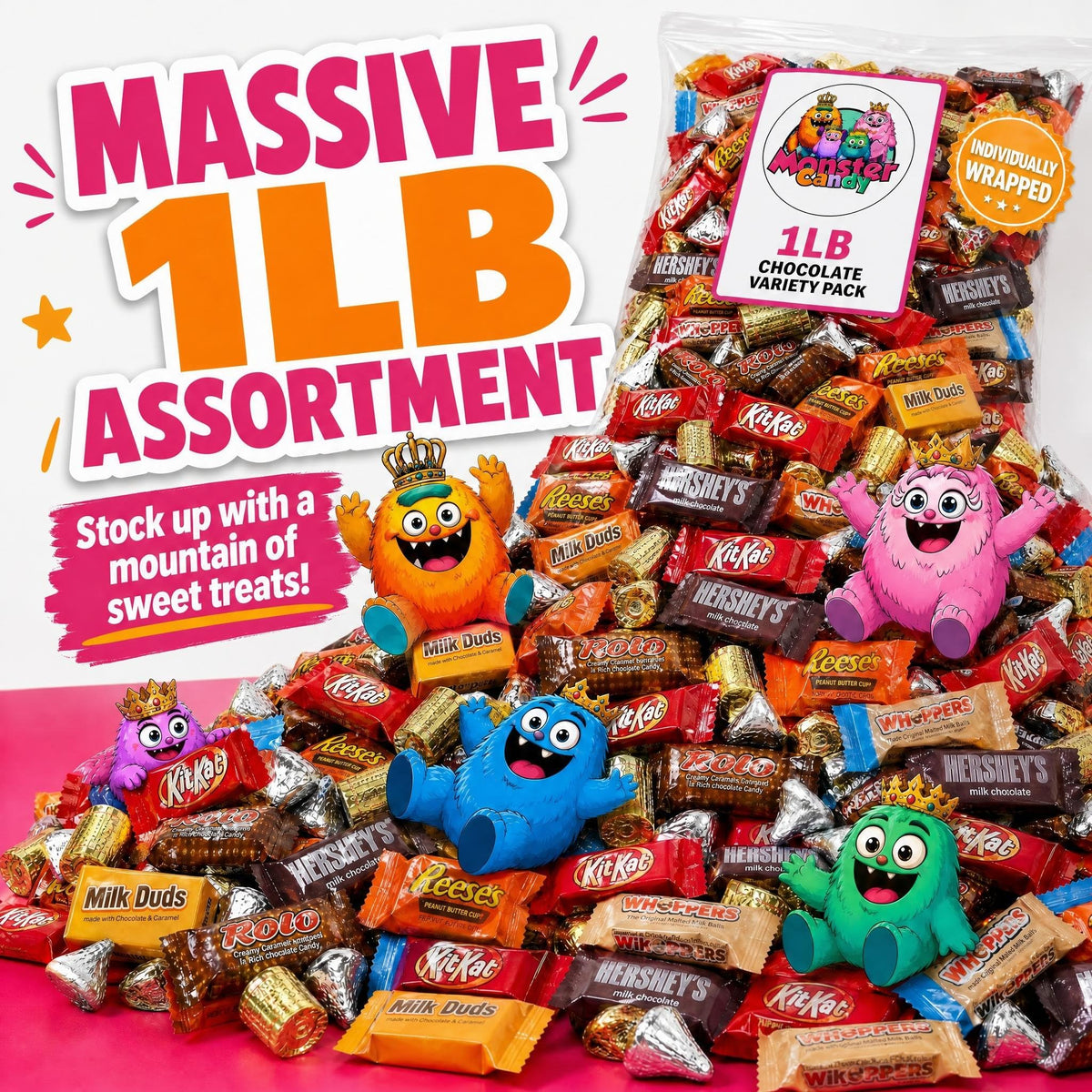 Chocolate Party Favor Candy Mix - 1 lb Stuffers Candy Bulk - Goodie Bag Stuffers for Kids Party Favors - ChocolateVariety Pack Bulk - Individually