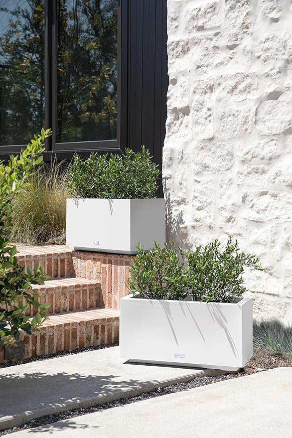 Veradek Block Series Long Box Planter - Large Rectangular Planter for Indoor or Outdoor Patio/Porch | Durable All-Weather Use with Drainage Holes | Modern Décor for Tall Plants, Flowers or Shrubs