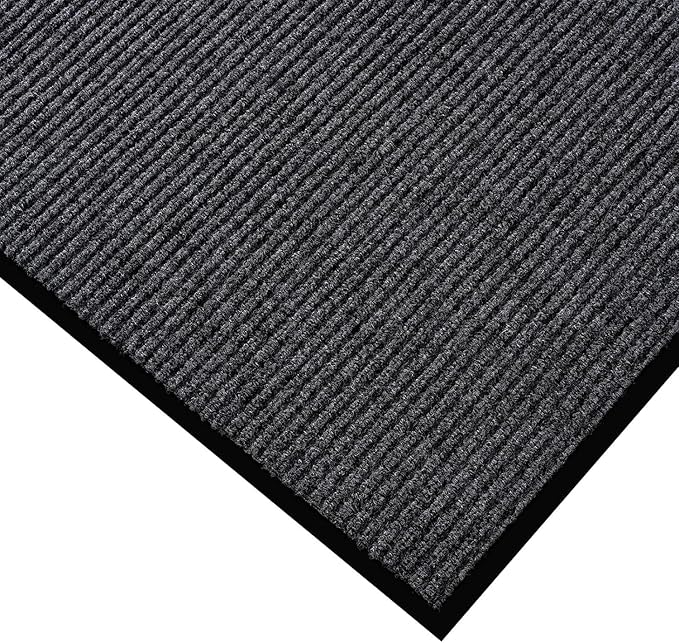 fani Heavy Duty Large Outdoor Indoor Entrance Black Doormat Waterproof Low Profile Entrance Rug Front Door Mat Patio Anti-Skid Rubber Back, 48x96 inch (Gray)
