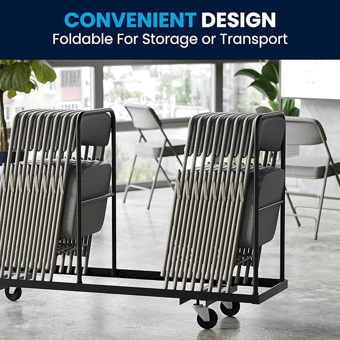 Flash Furniture Hercules Series Metal Folding Chairs with Cushioned Seats, Fabric Upholstered Event Chairs, Set of 2, Gray