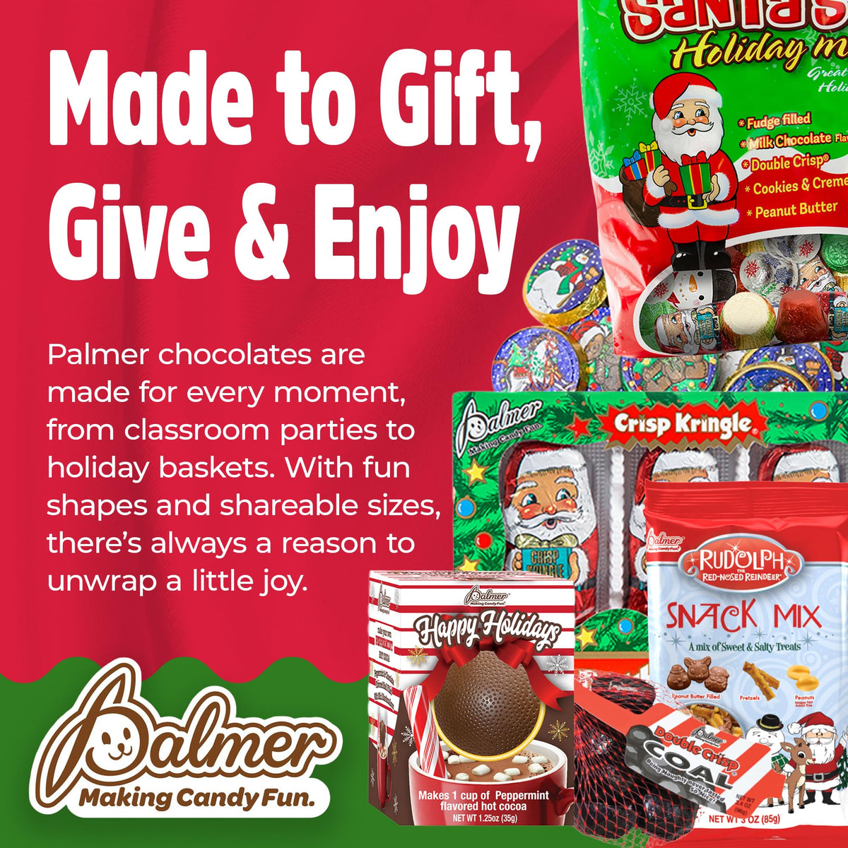 Palmer Chocolate Snowman Shaped Stocking Stuffer, Crisp and Crunchy Chocolate, Individually Wrapped Christmas Candy, Making Candy Fun Since 1948 (3