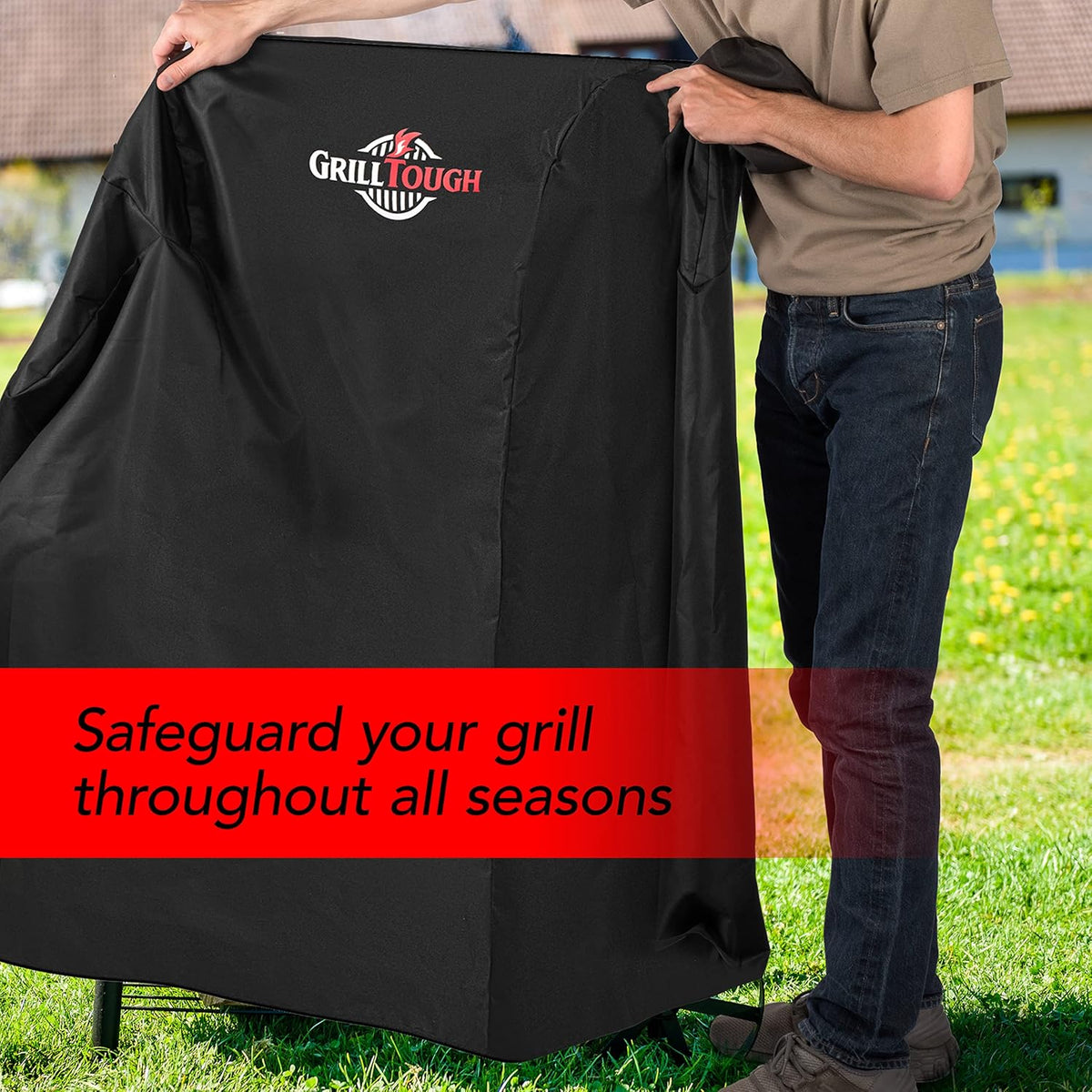 Heavy Duty Smoker Cover for Outdoor Griddle, 30 Inch – Waterproof, Weather Resistant, UV & Fade Resistant with Adjustable Straps – BBQ Cover for Flat Grill, Black