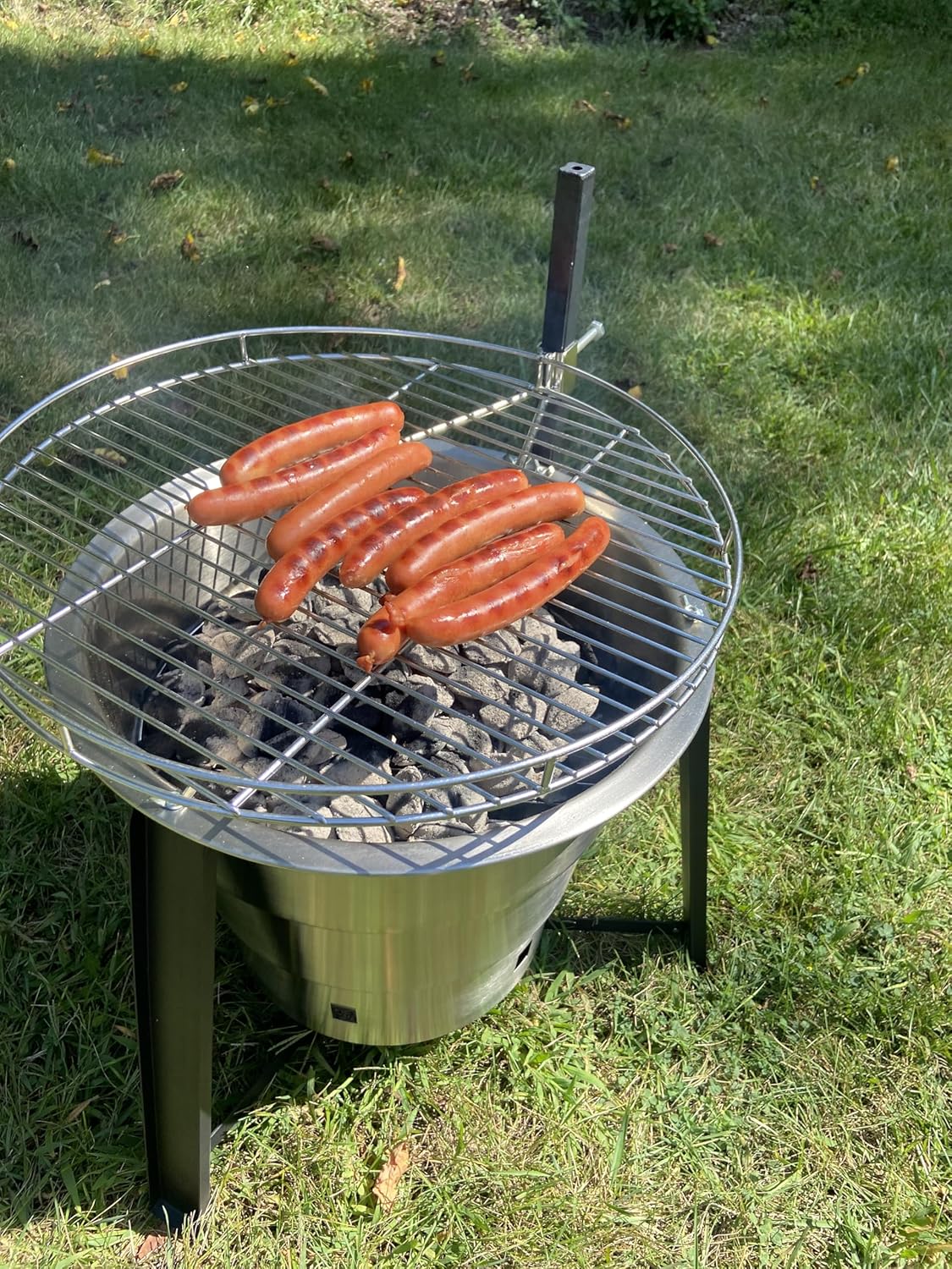 18-Inch Portable Campfire Pit & Grill - Stainless Steel Fire Pit with Raised Edge Grilling Rack