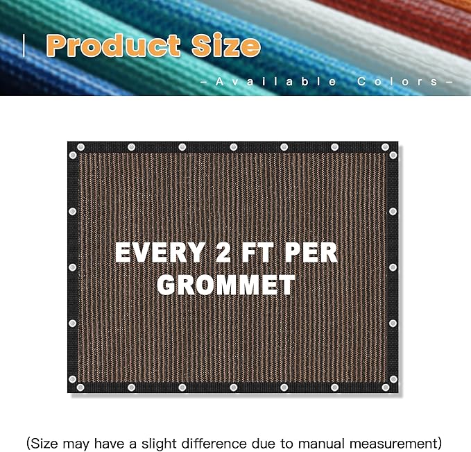 VICLLAX Shade Fabric Sun Shade Cloth with Every 2 FT Grommets for Patio Garden Pergola Cover Canopy 3x16 FT, Mocha