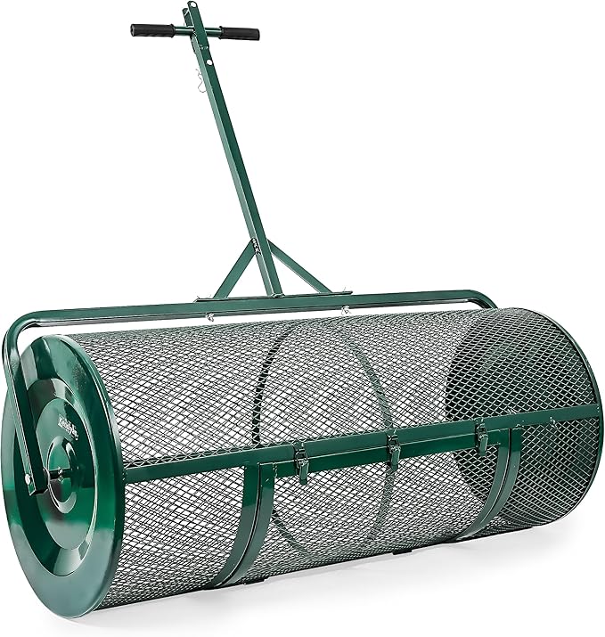 Lawn & Garden Spreaders - 44 Inch Compost Spreader with Improved T Shape Handle - Spreader for Top Dressing Compost, Fertilizer, Mulch and Soil-Strong and Lightweight Material for Basket