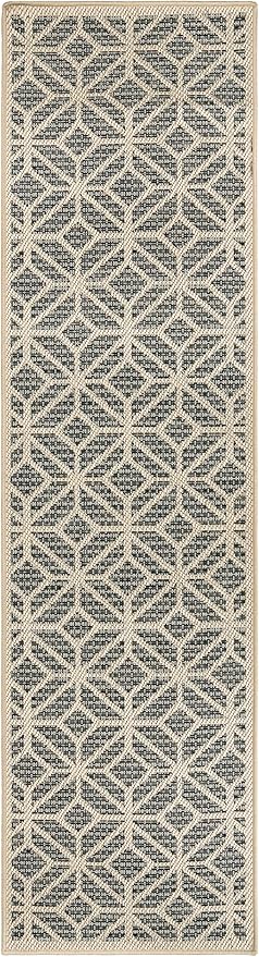 Rugshop Contemporary Geometric Indoor/Outdoor Runner Rug 2' 3" X 12' Blue