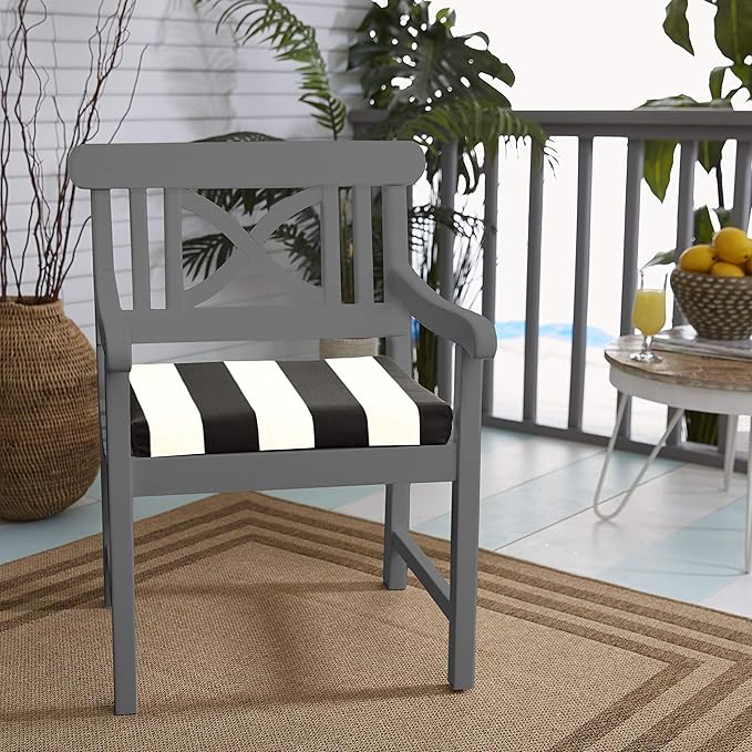 Sorra Home Sunbrella Bristol Square Chair Cushion (Set of 2) - Fade & Water Resistant, Outdoor & Indoor Patio Seat Cushion with Plush Foam - Cabana Classic (20" x 20" x 2.5")