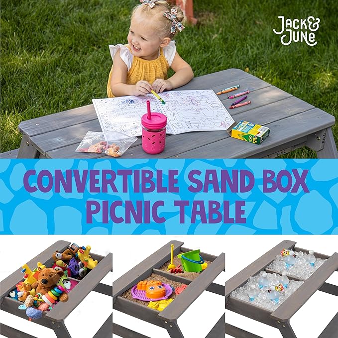 Jack & June Cedar Convertible Sand Box and Picnic Table Playset