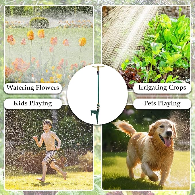 ATDAWN 3-Arm Garden Sprinkler, High-Rise Lawn Sprinkler, 360 Degree Rotation Garden Water Sprinklers, Lawn Irrigation System, Gardening Watering System, Large Area Coverage