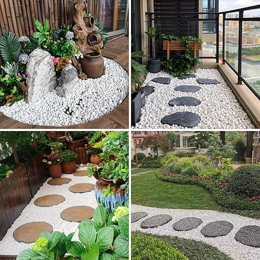 5lbs White Pebbles for Indoor Plants, 3/8inch Small Rocks for Succulent Cactus Planters, Natural Polished Pebbles, River Rocks for Plants, Vases, Garden