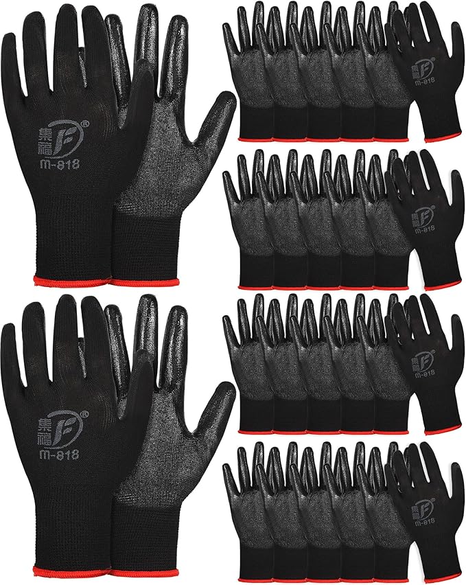 Nuogo 24 Pairs Gardening Gloves for Men Women Rubber Coated Landscaping Work Gloves Safety Work Construction