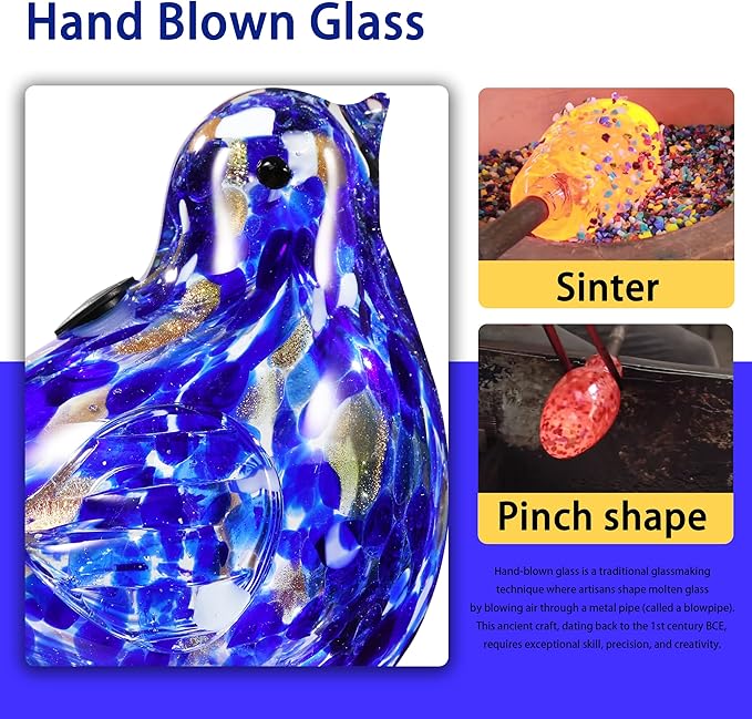 Glass Bird Shaped Plant Watering Ball Glass Automatic Watering Ball Flower Pot Insertion Spike Drip Irrigation Device Watering Ball Irrigation System Plant Enthusiast Gift (Dark Blue)