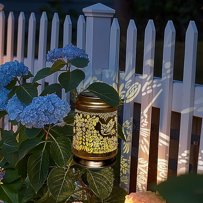 KY&BOSAM Fly Hummingbird Solar Lanterns Outdoor Waterproof Hanging Solar Lights Christmas Gifts for Women Men Metal Bird Decoration LED Solar Lantern Garden Decor for Yard,Tabletop,Pathway,Landscape