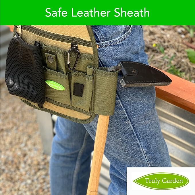 Effortless Weeding: Sharp Sickle Cuts Roots, Saves Time - with Thick Leather Sheath & Sharpening Stone